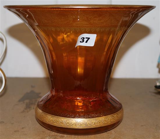 Gilt amber glass vase